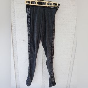 PINK Victoria's Secret Metallic Name Down Leg Full Length Yoga Pants Bling XS